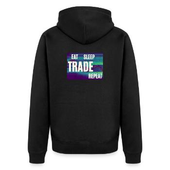 Eat Sleep Trade Repeat - Unisex Premium Organic Zip Hoodie - black - Back - Nico (187cm)