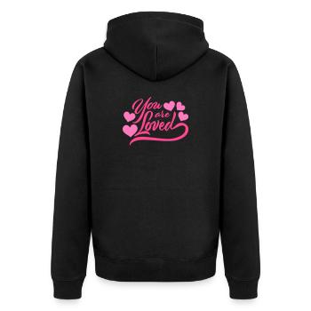 You Are Loved No Matter How You Feel Compassion - Unisex Premium Organic Zip Hoodie - black - Back - Nico (187cm)