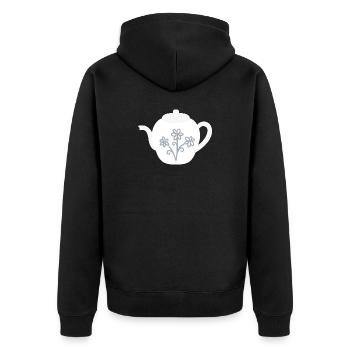 Floral Teapot Bloom - Unisex Premium Organic Zip Hoodie - black - Back - Nico (187cm)