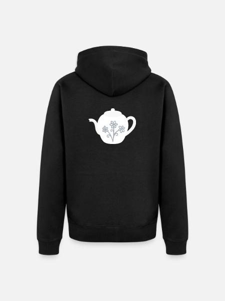Floral Teapot Bloom - Unisex Premium Organic Zip Hoodie - black