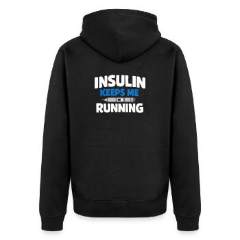 Blutzucker-insulin-unterstützung Typ Eins Stolz - Unisex Premium Bio Zip Hoodie - Schwarz - Hinten - Nico (187cm)