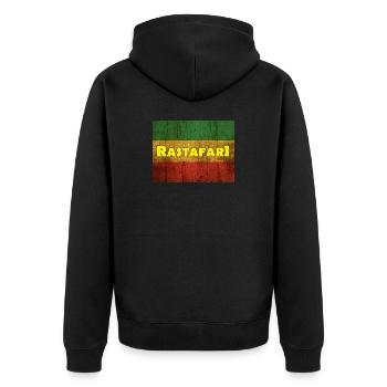 RASTAFARI - Unisex Premium Bio Zip Hoodie - Schwarz - Hinten - Nico (187cm)