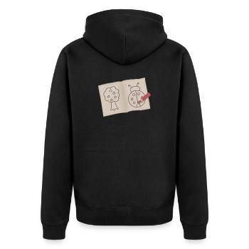 Baum und Marienkäfer Doodle Skizze - Unisex Premium Bio Zip Hoodie - Schwarz - Hinten - Nico (187cm)