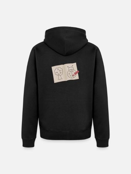 Tree and Ladybug Doodle Sketch - Unisex Premium Organic Zip Hoodie - black