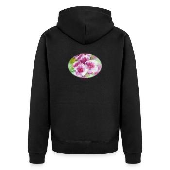 Grâce - Ellipse vibrante de la fleur printanière - Veste à capuche bio Premium Unisexe - noir - Dos - Nico (187cm)