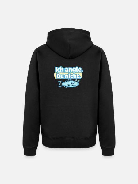Ich angle. Du nicht. Fischdesign - Unisex Premium Bio Zip Hoodie - Schwarz