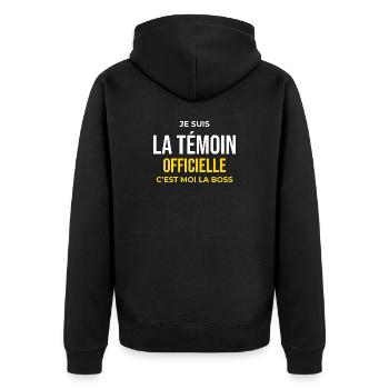 Témoin Officielle — C'est Moi La Cheffe - Veste à capuche bio Premium Unisexe - noir - Dos - Nico (187cm)
