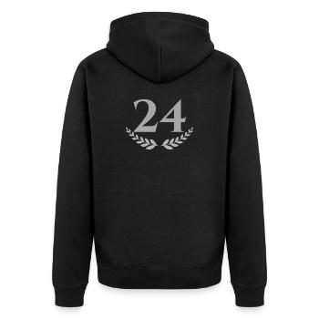 24 - Unisex Premium Bio Zip Hoodie - Schwarz - Hinten - Nico (187cm)