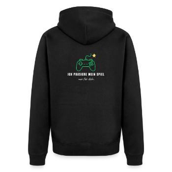 Ich pausiere mein Spiel nur für dich - Lustiges Ga - Unisex Premium Bio Zip Hoodie - Schwarz - Hinten - Nico (187cm)