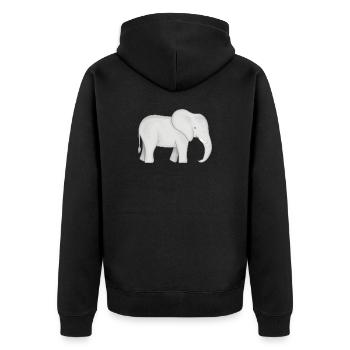 Weißer Elefant Zeichnung - Unisex Premium Bio Zip Hoodie - Schwarz - Hinten - Nico (187cm)