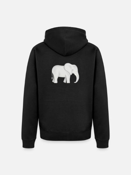 White Elephant Drawing - Unisex Premium Organic Zip Hoodie - black