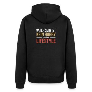  Coole Papa Witze Stolz Vater Zu Sein - Unisex Premium Bio Zip Hoodie - Schwarz - Hinten - Nico (187cm)