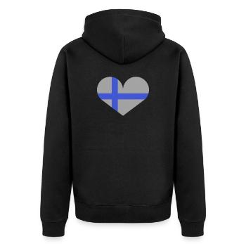 Drapeau finlandais en forme de cœur - Veste à capuche bio Premium Unisexe - noir - Dos - Nico (187cm)