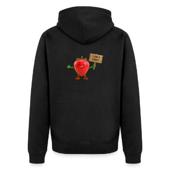 Strawberry with a sign - Unisex Premium Organic Zip Hoodie - black - Back - Nico (187cm)