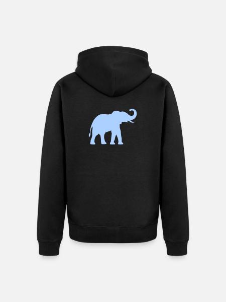 Blue elephant outline - Unisex Premium Organic Zip Hoodie - black