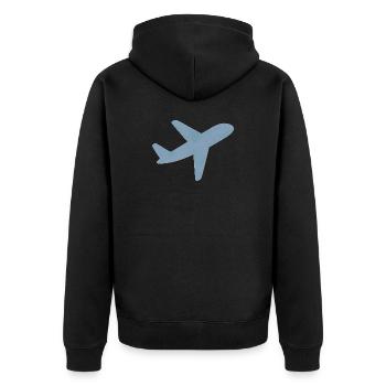 Blaues minimalistisches Flugzeug - Unisex Premium Bio Zip Hoodie - Schwarz - Hinten - Nico (187cm)