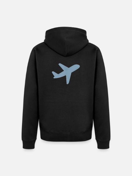 Blue Minimalist Airplane - Unisex Premium Organic Zip Hoodie - black