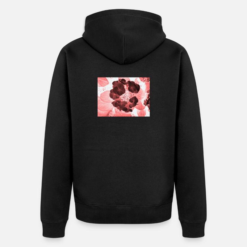 Rote Hydrangea Florales Muster - Unisex Premium Bio Zip Hoodie - Schwarz