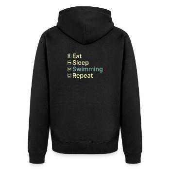 Mange, Dors, Nager, Répète, Drôle de Cadeau de Nageur - Veste à capuche bio Premium Unisexe - noir - Dos - Nico (187cm)