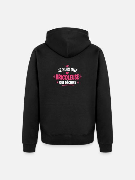 Je suis une bricoleuse qui déchire - Veste à capuche bio Premium Unisexe - noir