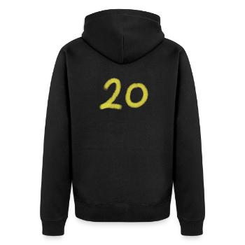 Yellow Brush Stroke 20th Anniversary - Unisex Premium Organic Zip Hoodie - black - Back - Nico (187cm)
