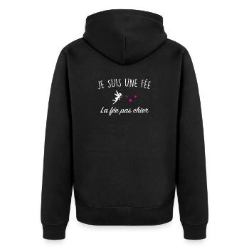 Je Suis Une Fee La Fee Pas Chier T-Shirt Cadeau... - Veste à capuche bio Premium Unisexe - noir - Dos - Nico (187cm)