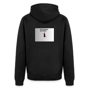 Nie Wieder Alkohol – Alkoholfrei - Unisex Premium Bio Zip Hoodie - Schwarz - Hinten - Nico (187cm)