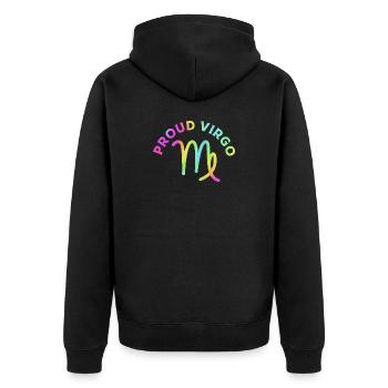 Sternzeichen Jungfrau - Unisex Premium Bio Zip Hoodie - Schwarz - Hinten - Nico (187cm)