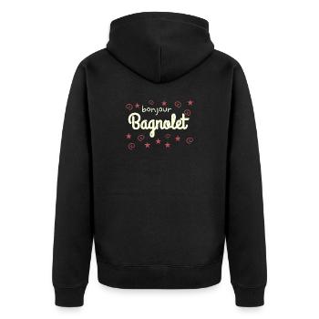 frankreich bagnolet bonjour  - Unisex Premium Bio Zip Hoodie - Schwarz - Hinten - Nico (187cm)