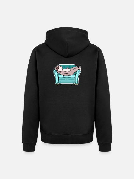 Faultier auf dem Sofa - Unisex Premium Bio Zip Hoodie - Schwarz
