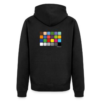 ColorChecker - Unisex Premium Organic Zip Hoodie - black - Back - Nico (187cm)