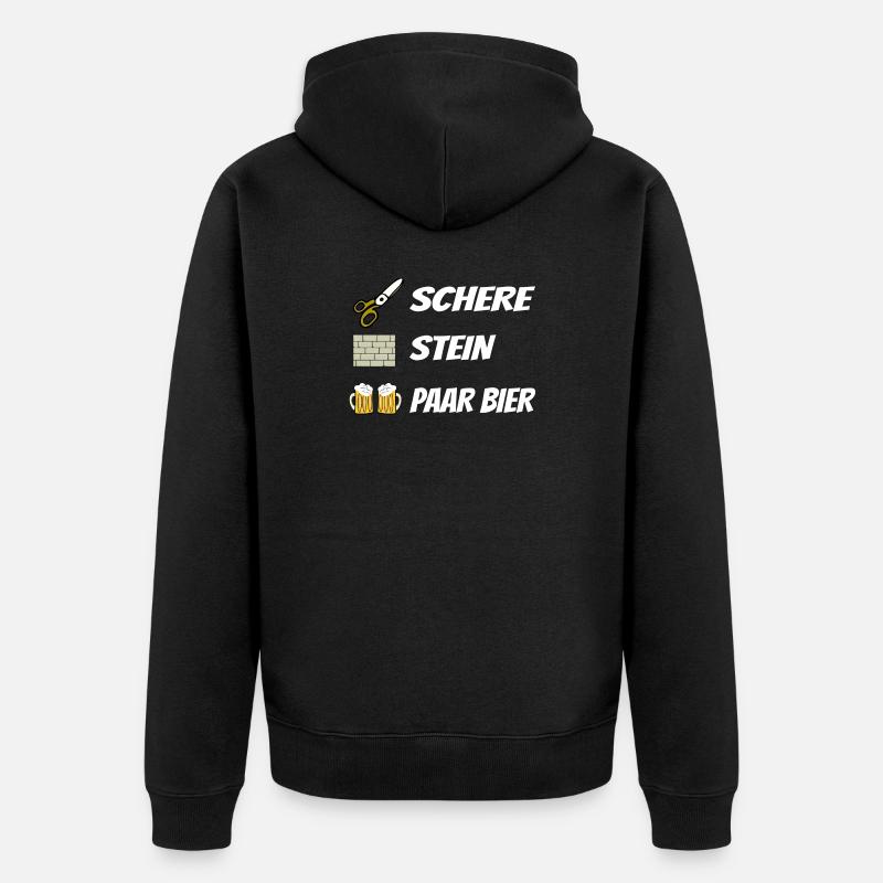 Schere , Stein, Paar Bier - Unisex Premium Bio Zip Hoodie - Schwarz