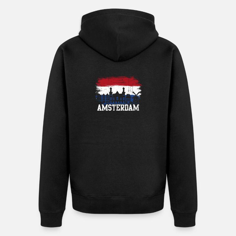 Amsterdamer Skyline-Flaggensplash - Unisex Premium Bio Zip Hoodie - Schwarz