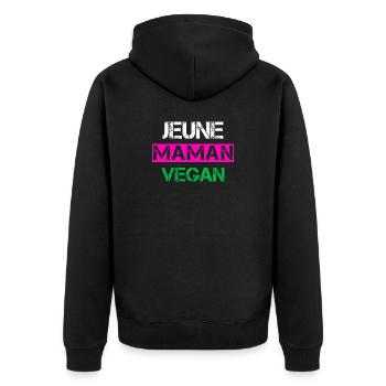 Jeune Maman Vegan - Veste à capuche bio Premium Unisexe - noir - Dos - Nico (187cm)