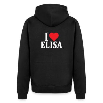 t-shirt I love Elisa t-shirt gift idea - Unisex Premium Organic Zip Hoodie - black - Back - Nico (187cm)