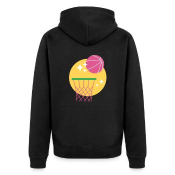 Basketball Korb Design - Unisex Premium Bio Zip Hoodie - Schwarz - Hinten - Nico (187cm)