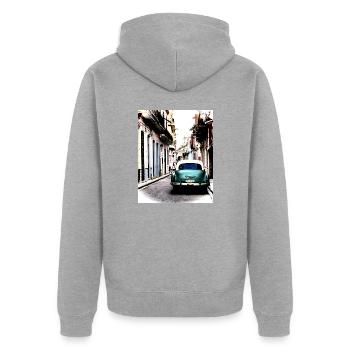Rêve de La Havane - 2 - Veste à capuche bio Premium Unisexe - gris chiné - Dos - Nico (187cm)