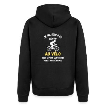 Je ne suis pas accro au vélo on est juste ensemble - Veste à capuche bio Premium Unisexe - noir - Dos - Nico (187cm)