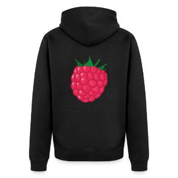 Idée cadeau d’illustration de framboise - Veste à capuche bio Premium Unisexe - noir - Dos - Nico (187cm)