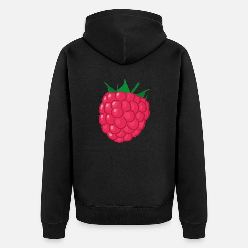 Himbeere Illustration Geschenkidee - Unisex Premium Bio Zip Hoodie - Schwarz