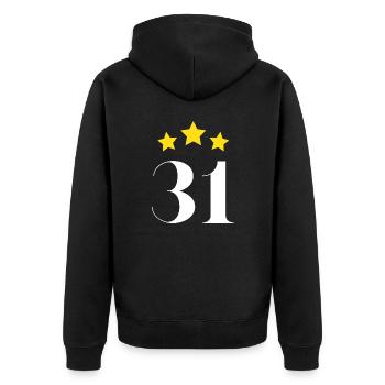 31. Jahrestag mit Hauptrolle - Unisex Premium Bio Zip Hoodie - Schwarz - Hinten - Nico (187cm)