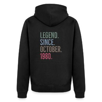 Legende seit Oktober 1980 - Unisex Premium Bio Zip Hoodie - Schwarz - Hinten - Nico (187cm)