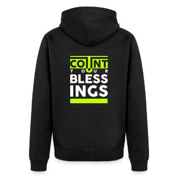 Count your blessings. Count your blessings - Unisex Premium Organic Zip Hoodie - black - Back - Nico (187cm)