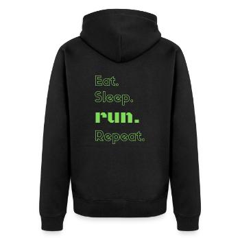 Eat sleep run repeat green motivation quote - Unisex Premium Organic Zip Hoodie - black - Back - Nico (187cm)