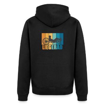 Liegerad Vintage Retro Radsport Bike Geschenk - Unisex Premium Bio Zip Hoodie - Schwarz - Hinten - Nico (187cm)