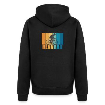 Rennrad Vintage Retro Radsport Fahrrad Geschenk - Unisex Premium Bio Zip Hoodie - Schwarz - Hinten - Nico (187cm)