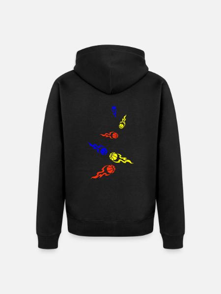 Basketball flame - Unisex Premium Organic Zip Hoodie - black