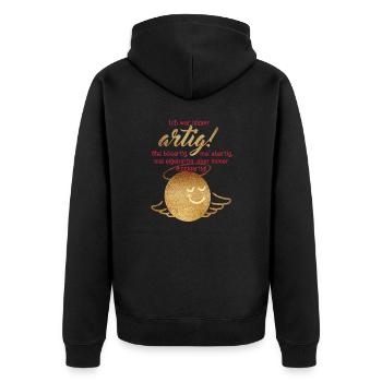 Ich War Immer Artig - Unisex Premium Bio Zip Hoodie - Schwarz - Hinten - Nico (187cm)