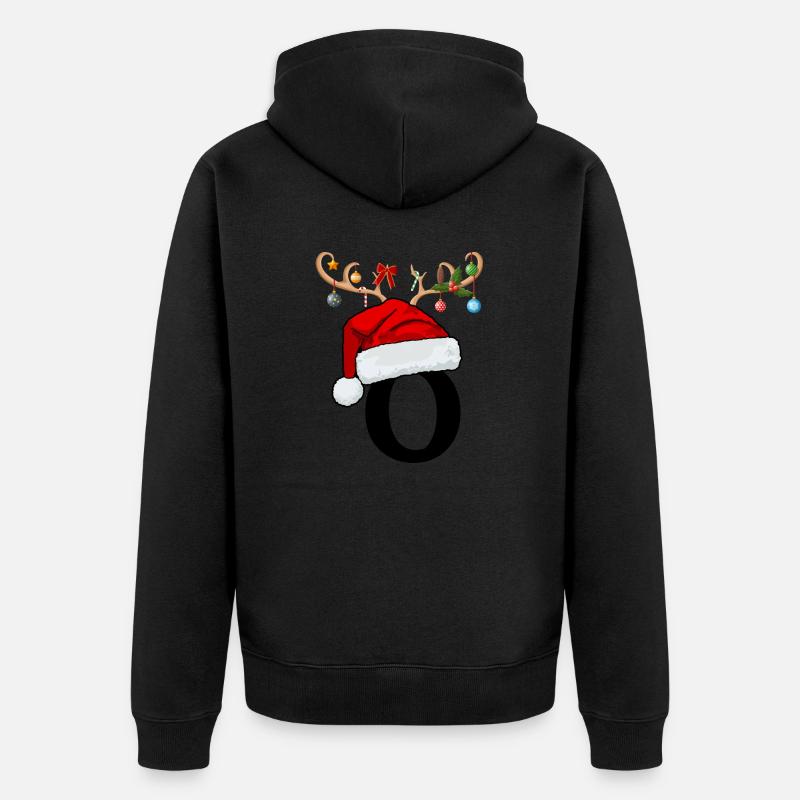 Lettre O bonnet de Noël - Veste à capuche bio Premium Unisexe - noir