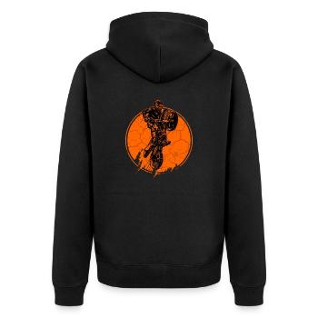 motocross jump inside orange circle vintage style - Unisex Premium Organic Zip Hoodie - black - Back - Nico (187cm)